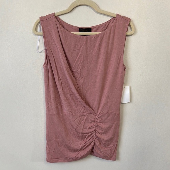 Donna Karan Pink Asymmetrical Ruched Tank Top - Picture 1 of 7